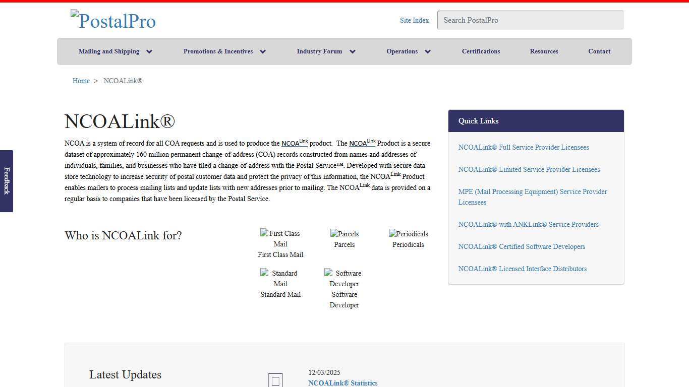 NCOALink® PostalPro
